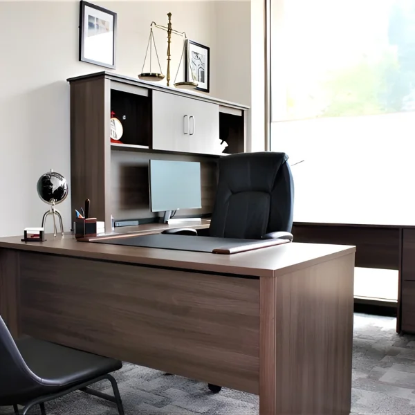 legal office rentals 600x600 Modern office desk with a computer and decor.